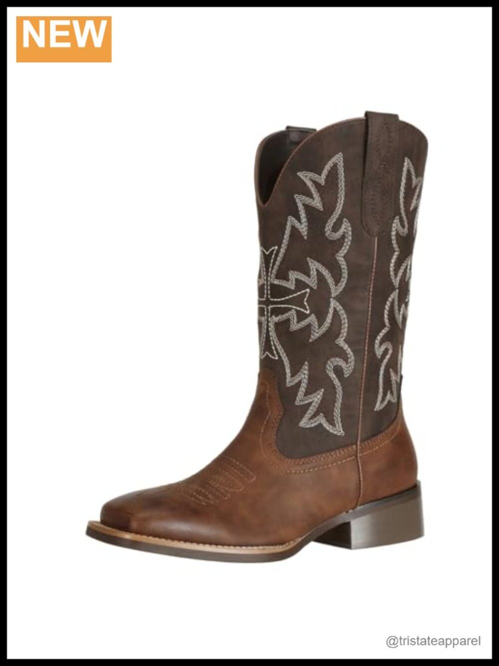 Women's Wide Calf Square Toe Western Cowgirl Boots Faux Leather Mid Calf